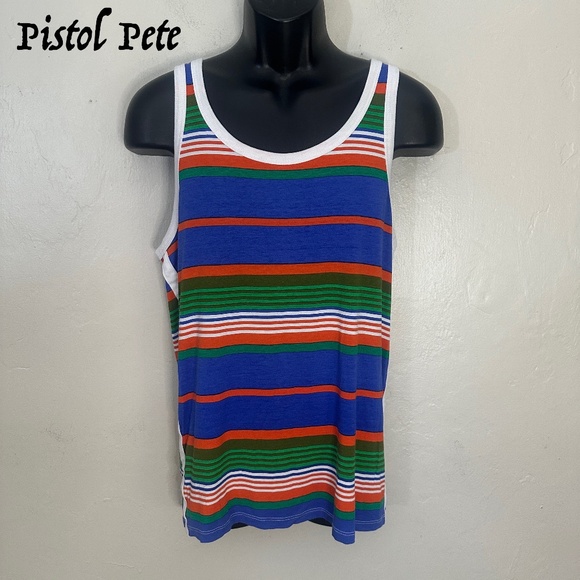 Pistol Pete Striped Tank Top XL Gently worn 95% polyester/5% spandex 20" armpits - Picture 1 of 4